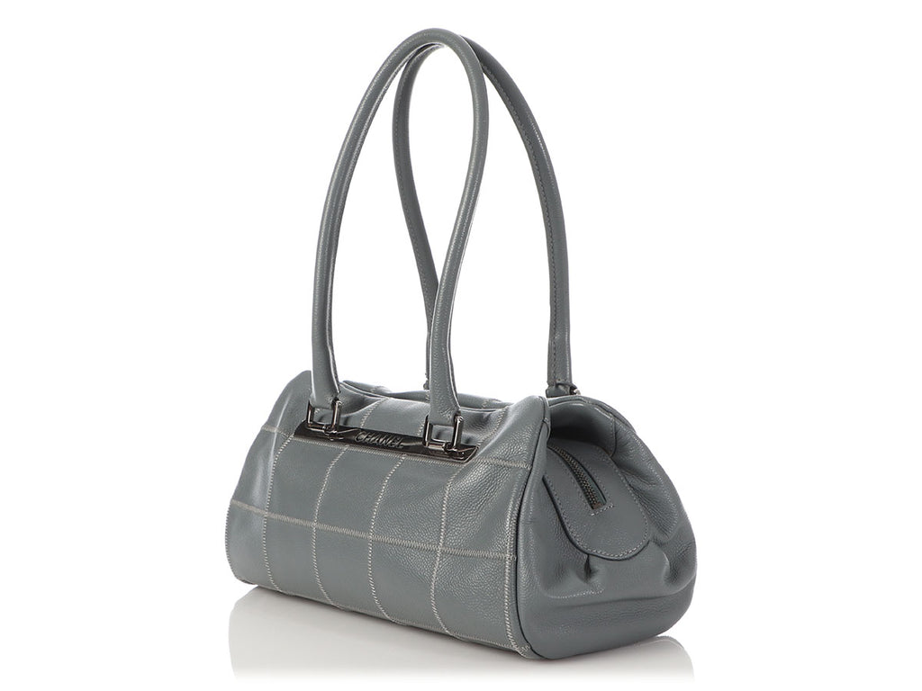 Chanel Gray Chocolate Bar-Quilted Caviar LAX Duffle