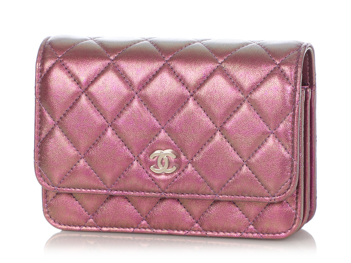 Chanel Mini Iridescent Purple Quilted Lambskin Wallet on a Chain WOC -  Ann's Fabulous Closeouts