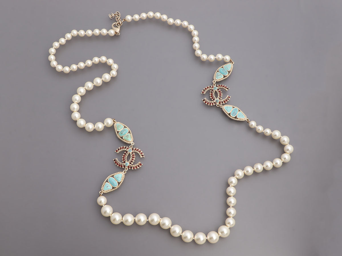 chanel necklace pearl long