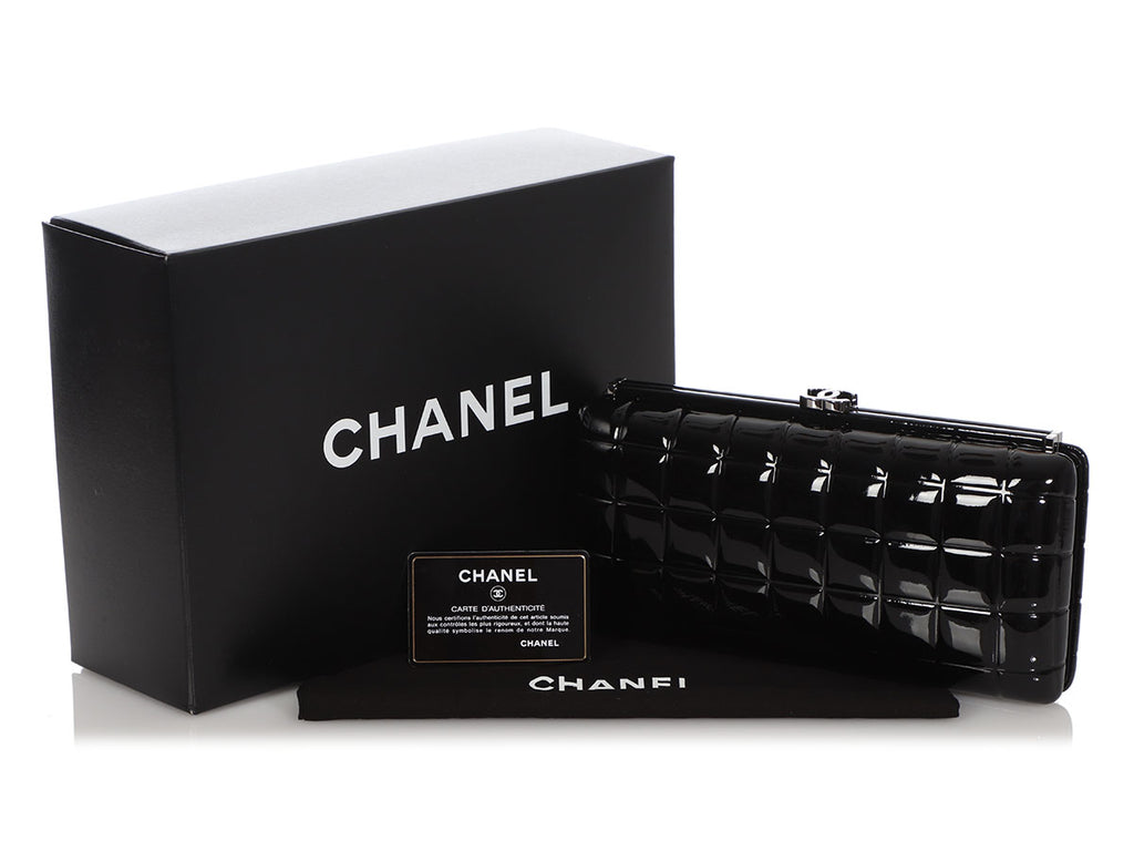 Chanel Black Quilted Patent Clutch