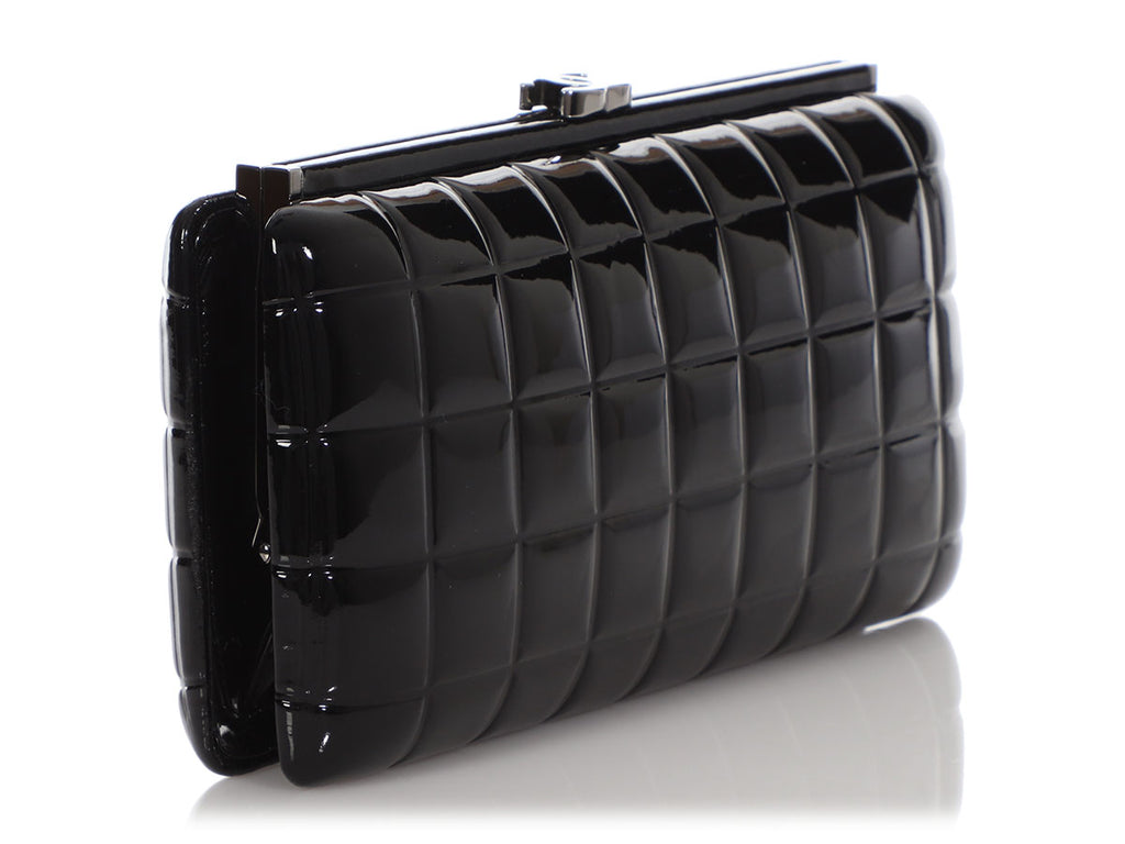 Chanel Black Quilted Patent Clutch