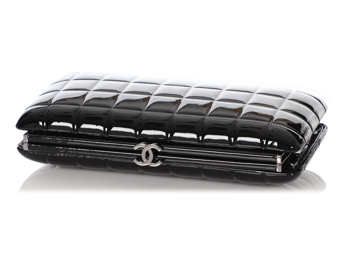 Chanel Black Quilted Patent Clutch - Ann's Fabulous Closeouts