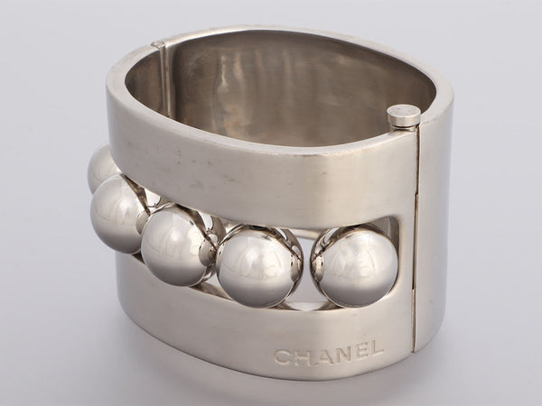 Chanel Silver-Tone Rotating Ball Bangle