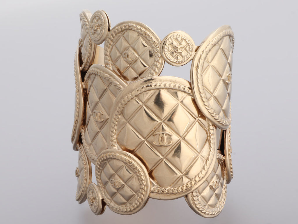 Chanel Large Quilted Gold-Tone CC Coin Cuff