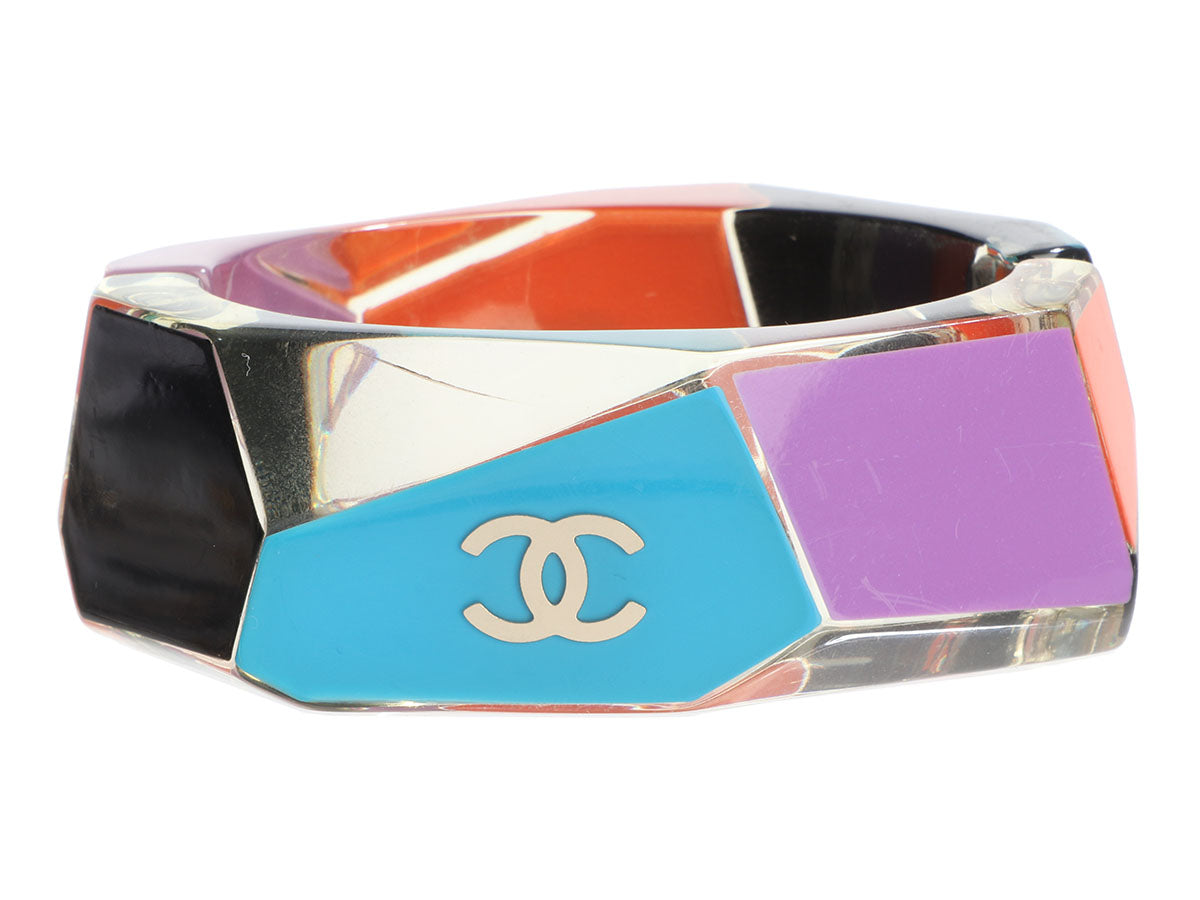 Chanel Multicolor Geometric Resin Logo Bangle - Ann's Fabulous Closeouts