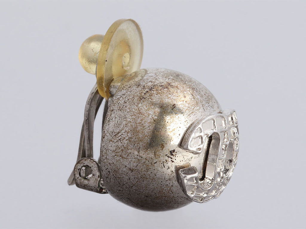 Chanel Vintage Silver-Tone CC Mirror Ball Clip-On Earrings