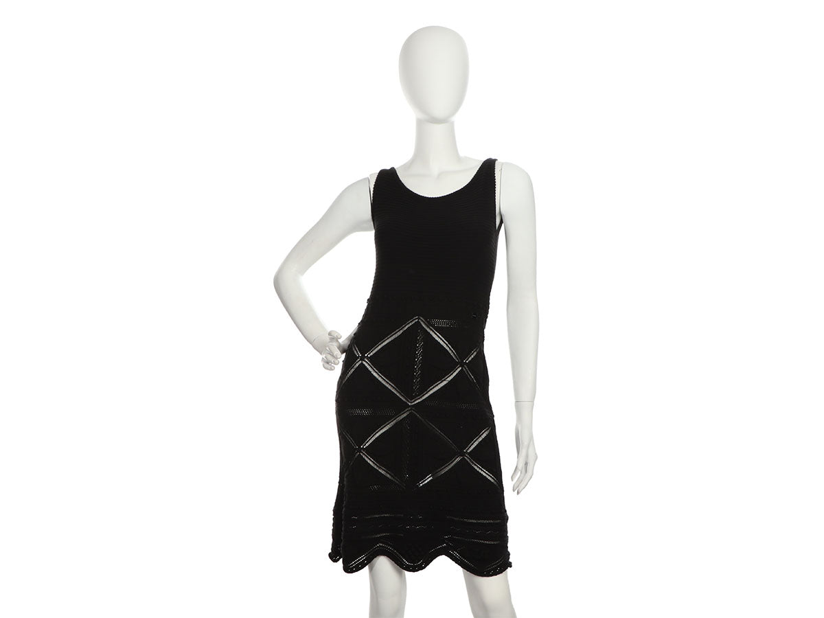 Chanel Black Cotton Knit Sleeveless Dress - Ann's Fabulous Closeouts