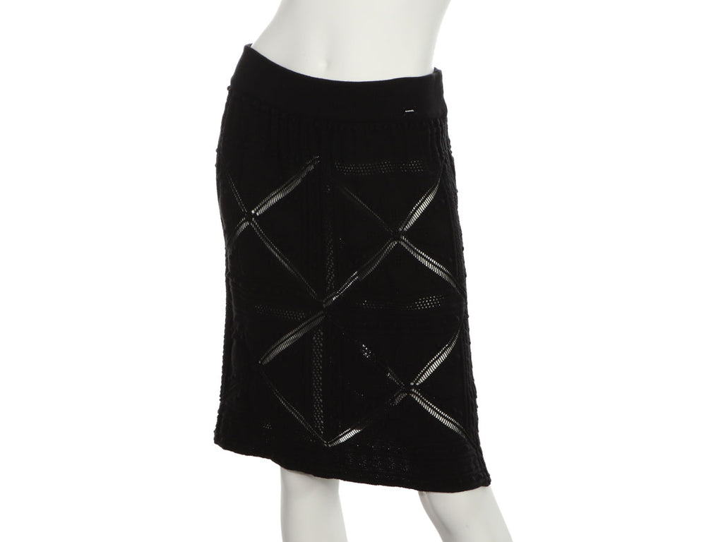 Chanel Black Cotton Knit Skirt