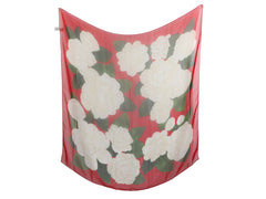 Chanel Red and White Floral Print Silk Scarf - Ann's Fabulous