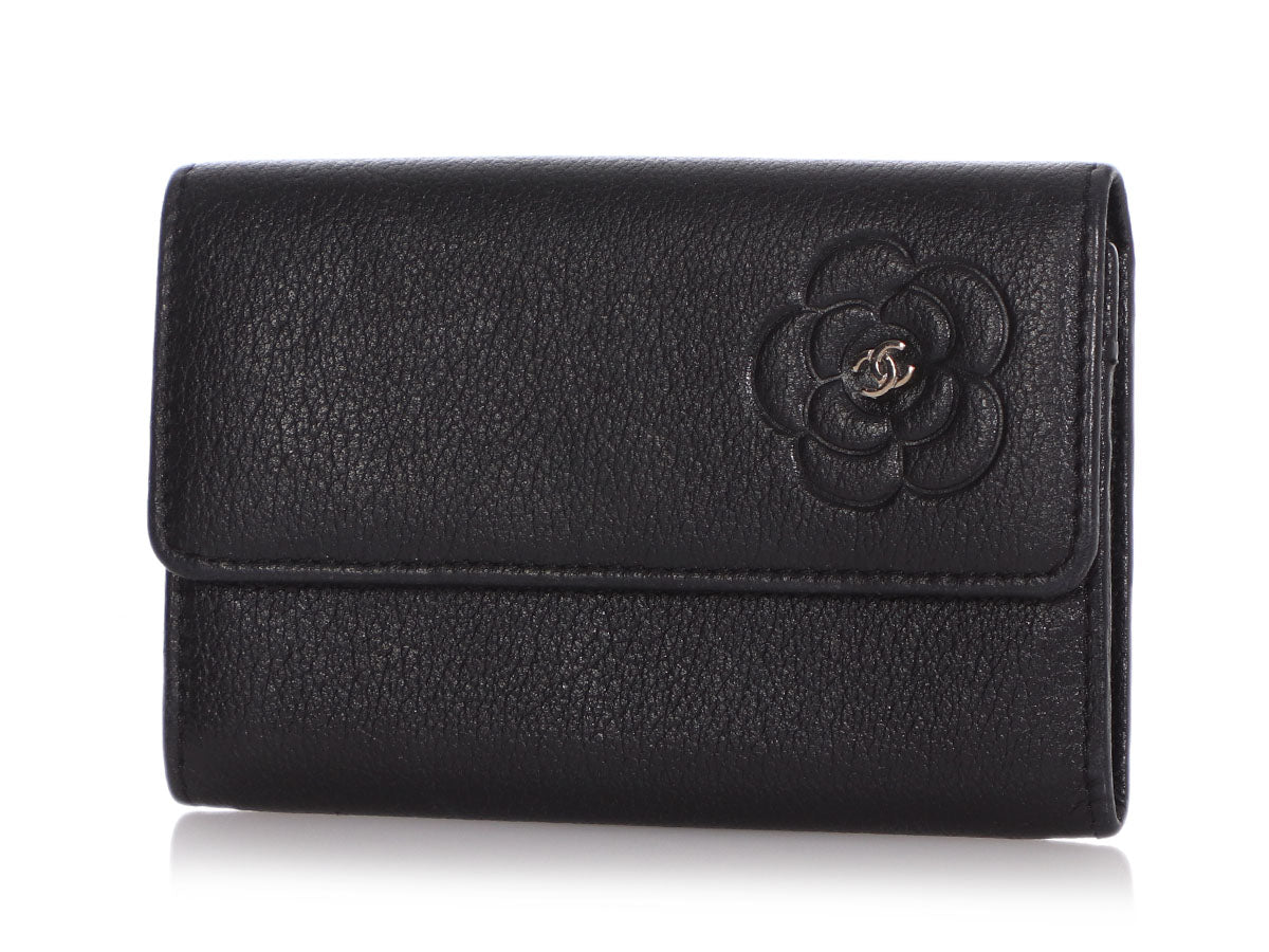 Chanel Two-Tone Quilted Calfskin Camellia Flower Card Case