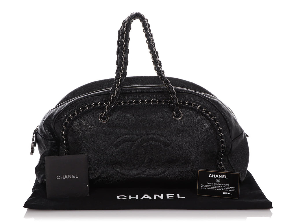 Chanel Extra Large Black Deerskin Luxe Ligne Bowler
