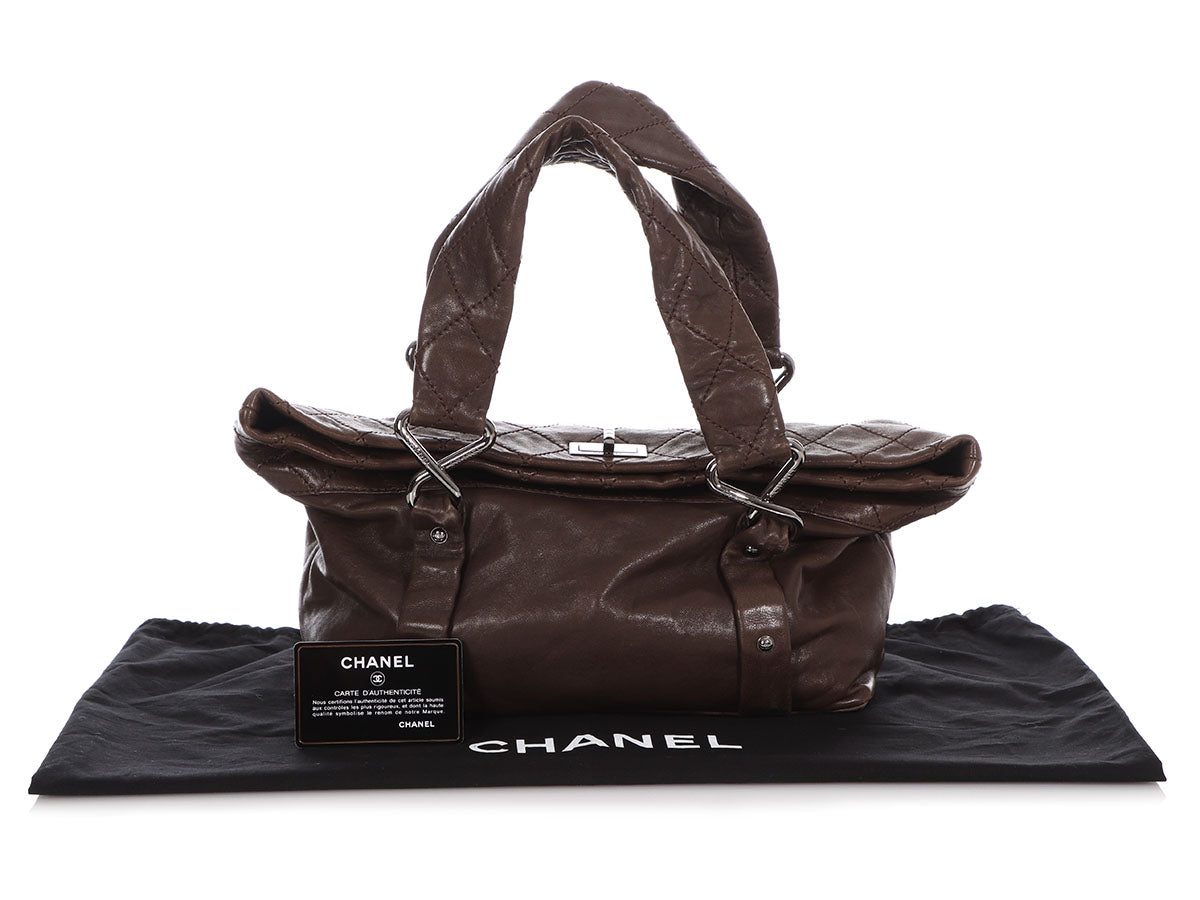 CHANEL Chanel Tote Bag Leather Camel Brown Mocha Mini Quilted Handbag Boston
