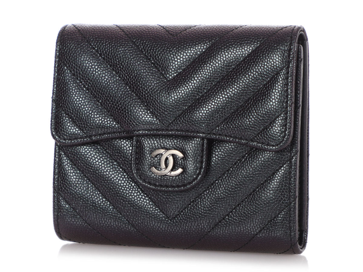 Chanel Pink Iridescent Caviar Quilted Flap Zip Wallet Auction