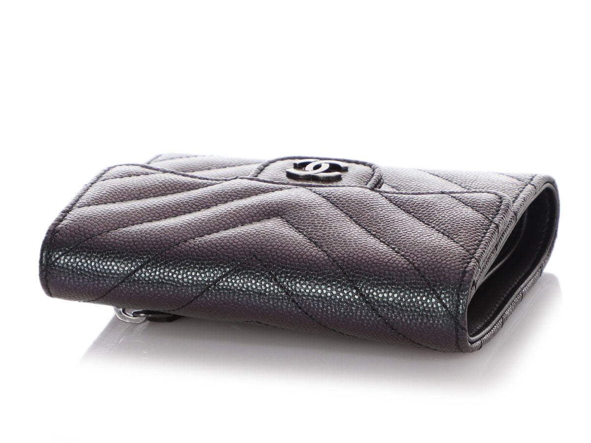 CHANEL Caviar Quilted Small Flap Wallet Gray