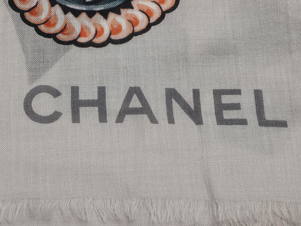 Chanel Gray Icons Cashmere Shawl