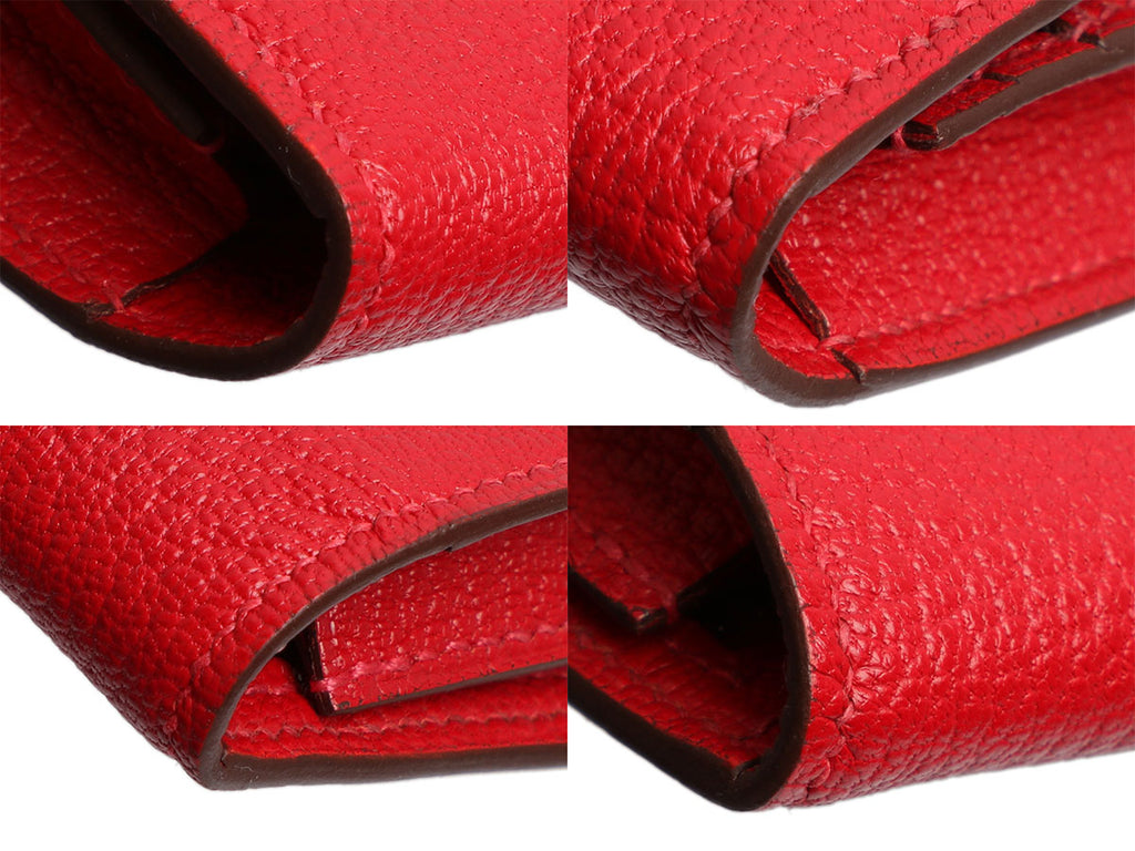 Hermès Red Chèvre Long Béarn Gusset Wallet