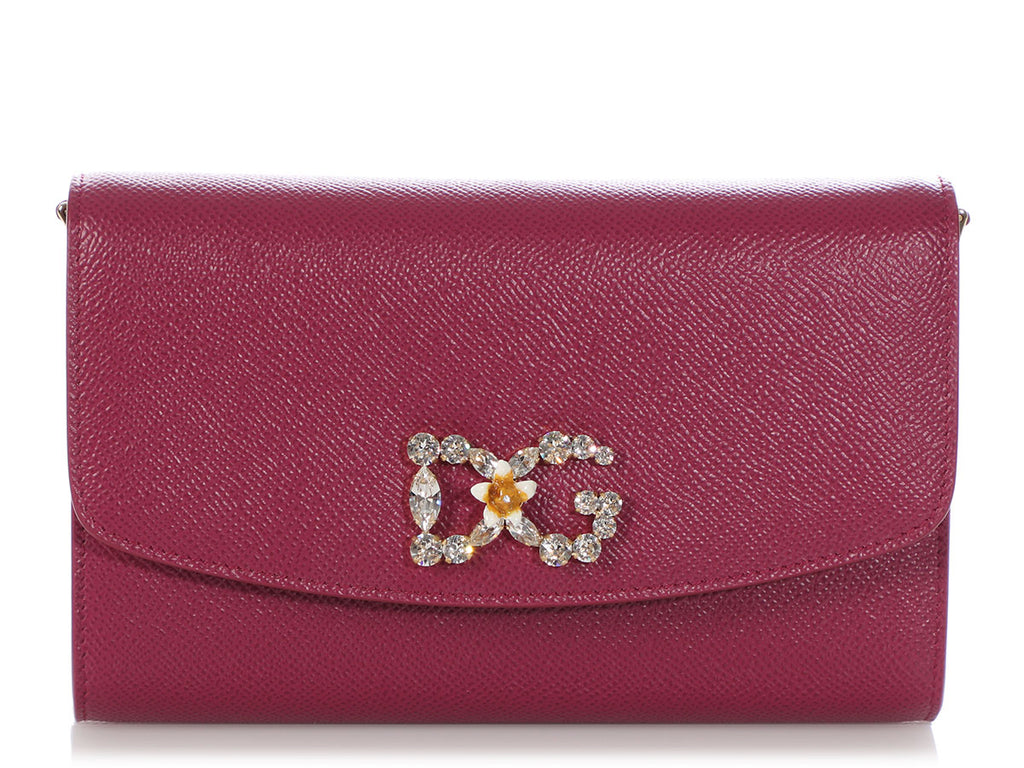 Dolce & Gabbana Mini Purple Crystal Logo Shoulder Bag