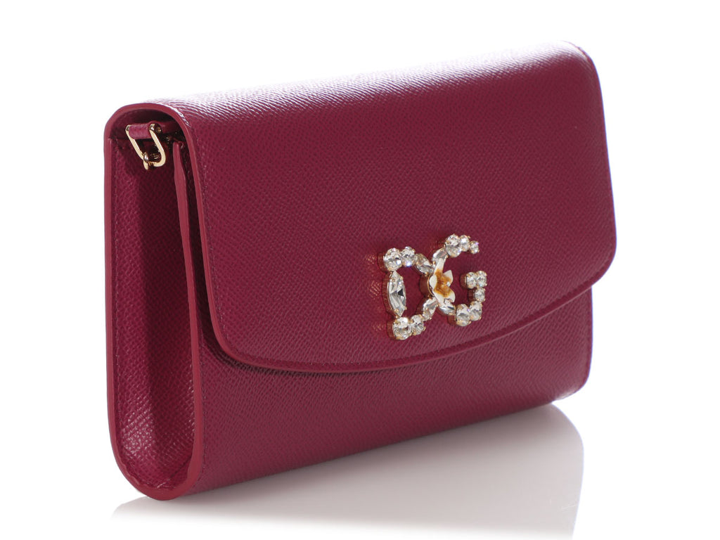 Dolce & Gabbana Mini Purple Crystal Logo Shoulder Bag