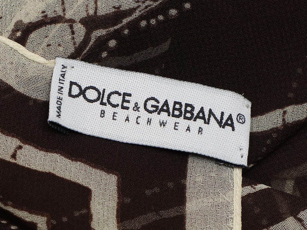 Dolce & Gabbana Brown and Cream Print Shawl