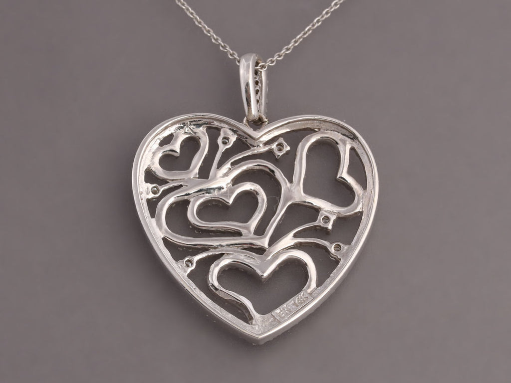 Diamond and 14K White Gold Heart Pendant Necklace