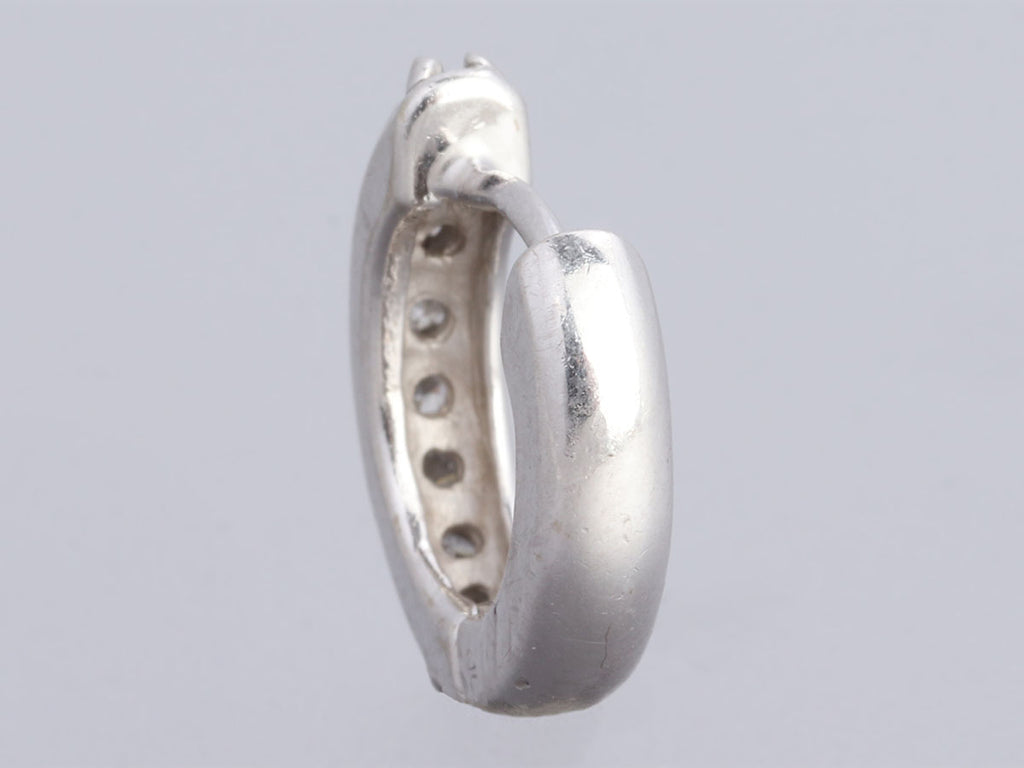 14K White Gold 0.3-Carat Diamond Huggie Pierced Earrings