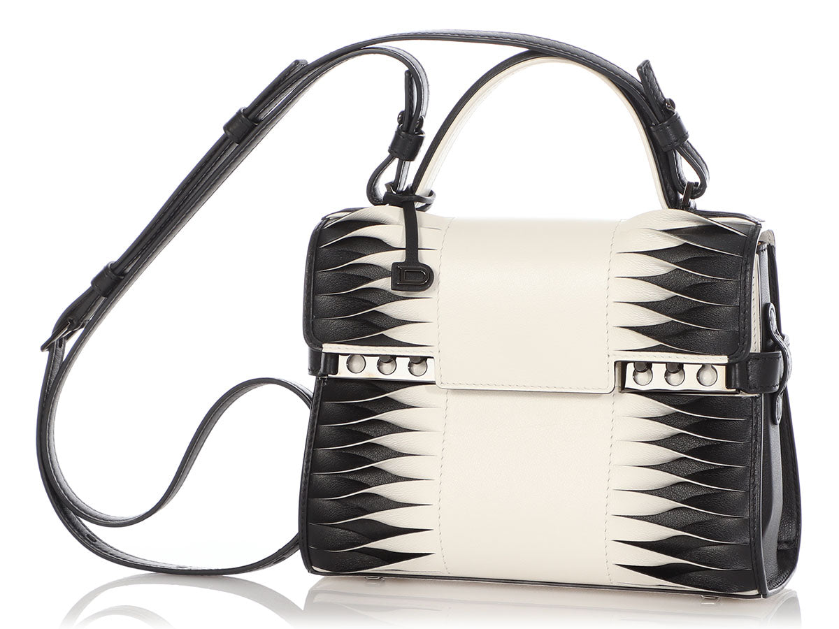 Delvaux White Leather Tempete MM Top Handle Bag