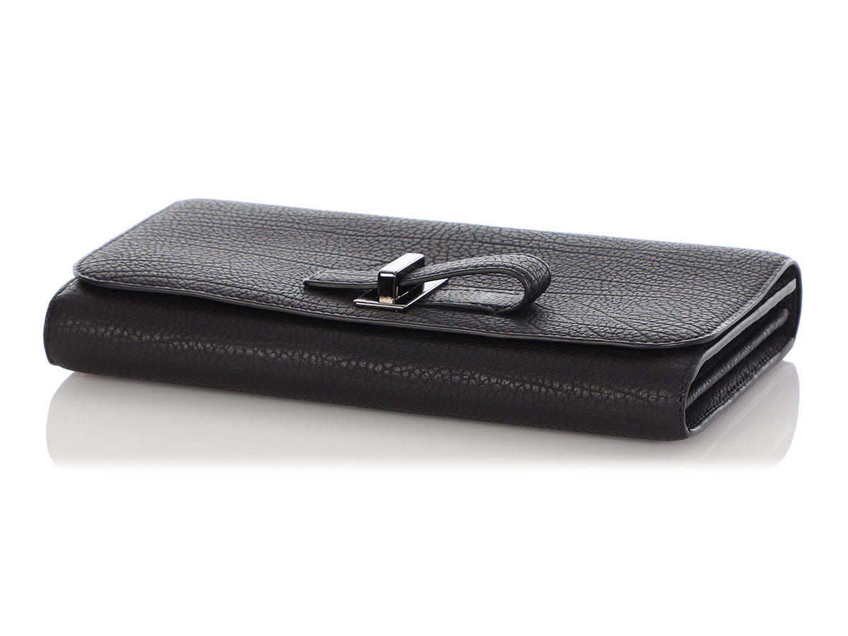 Vagabond Compact Wallet in Alpina Calf - Black - Medium Size - Maison Delvaux