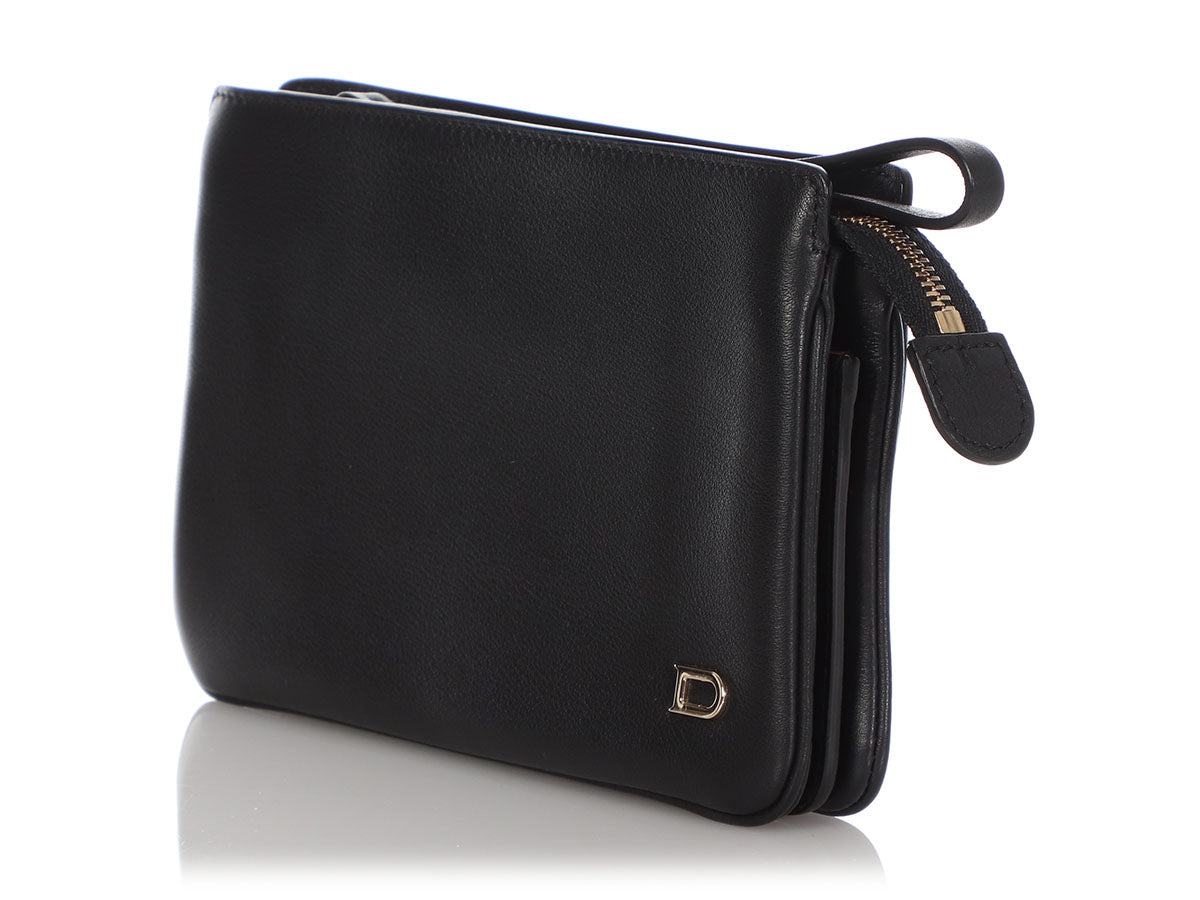 Delvaux Black Triple Zip Wallet/Wristlet Pouch - Ann's Fabulous Closeouts