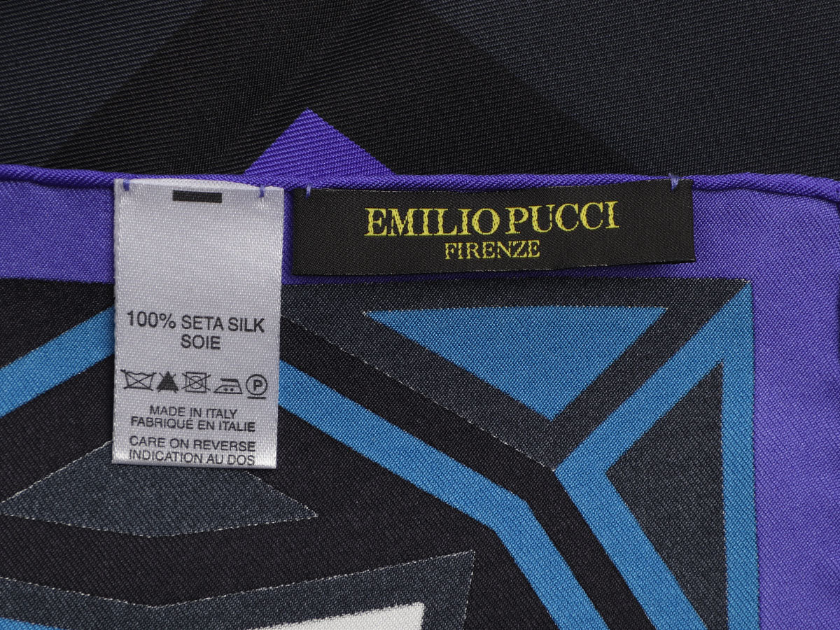 Emilio Pucci Blue Geometricle Silk Scarf - Ann's Fabulous Closeouts