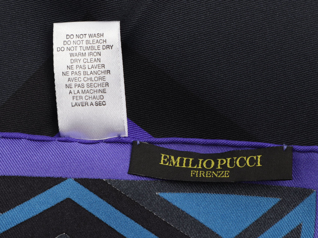 Emilio Pucci Blue Geometricle Silk Scarf