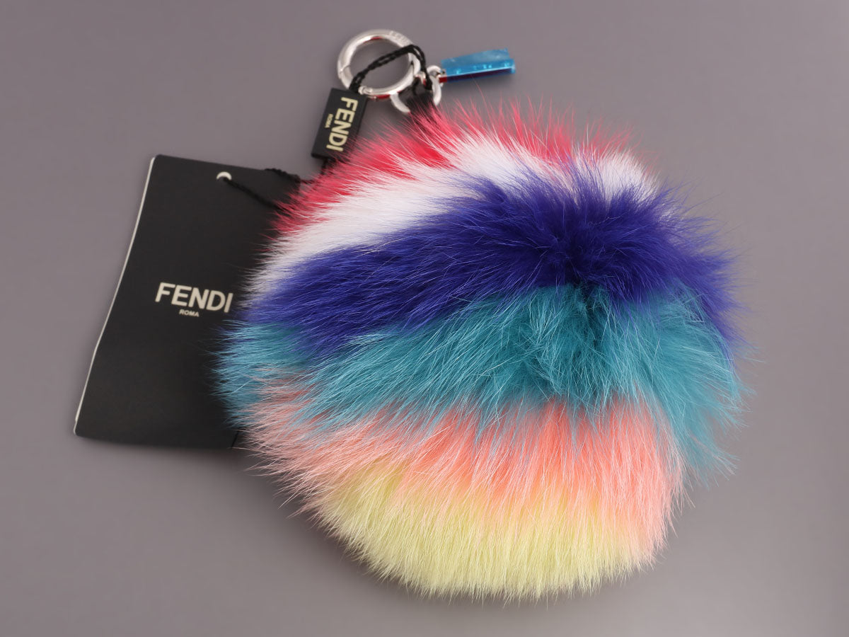 Make Pompom|fashion Silver Plated Fox Fur Pompom Keychain - Unisex Bag Charm