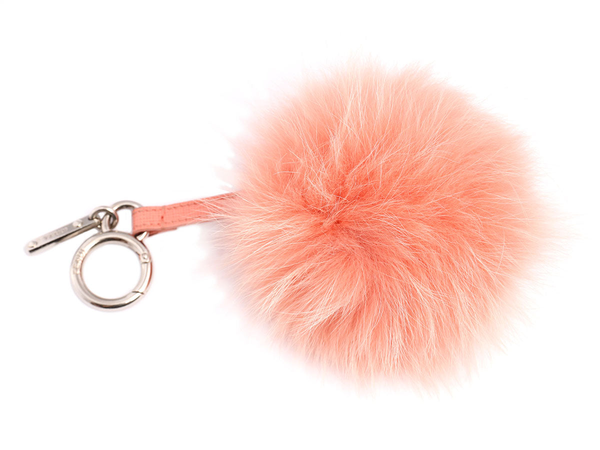Silked Fox Fur Bag Charm Pink