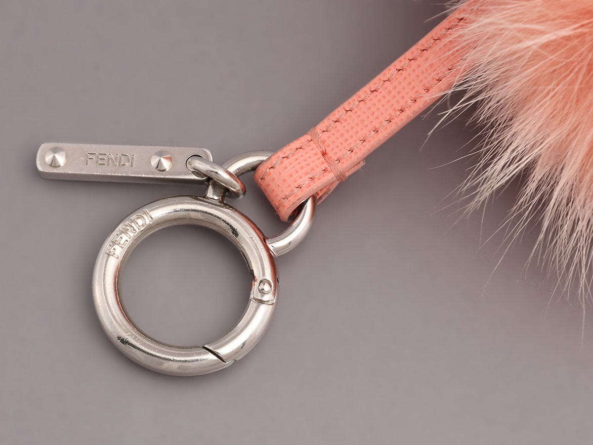 Fendi Women Red Fox Fur Bicolor Pom Pom Bag Beige Pink Charm – Luosophy