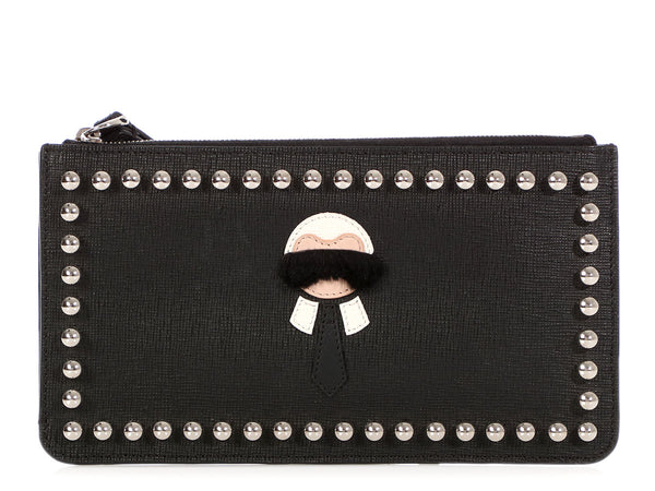 Fendi Dark Gray Zucca Grace Zip Around Wallet - Ann's Fabulous Closeouts