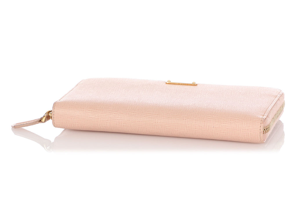 Fendi Pale Pink Vitello Elite Zip-Around Wallet