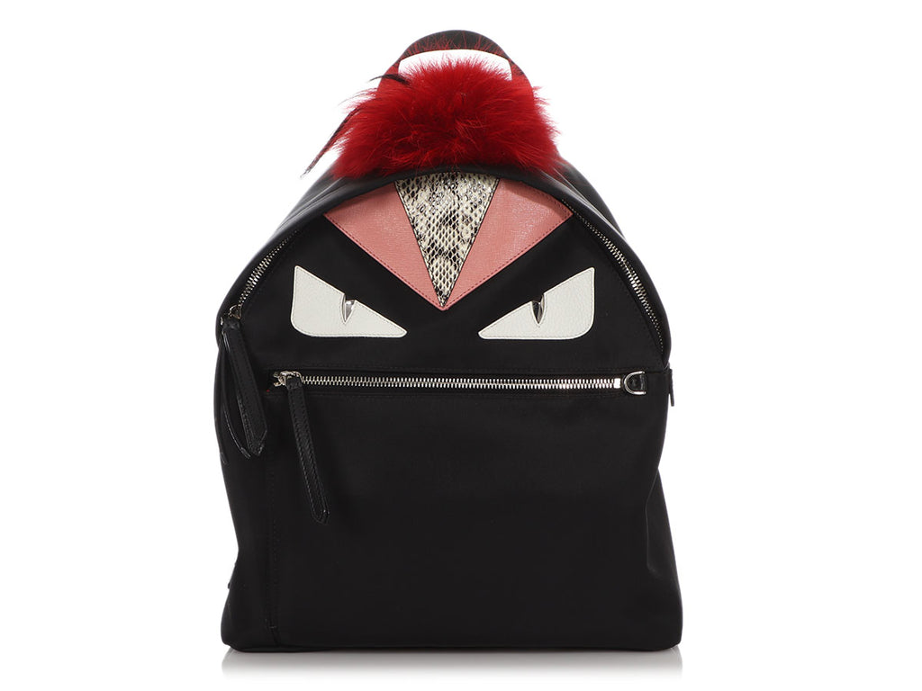 Fendi Medium Black Nylon Monster Backpack