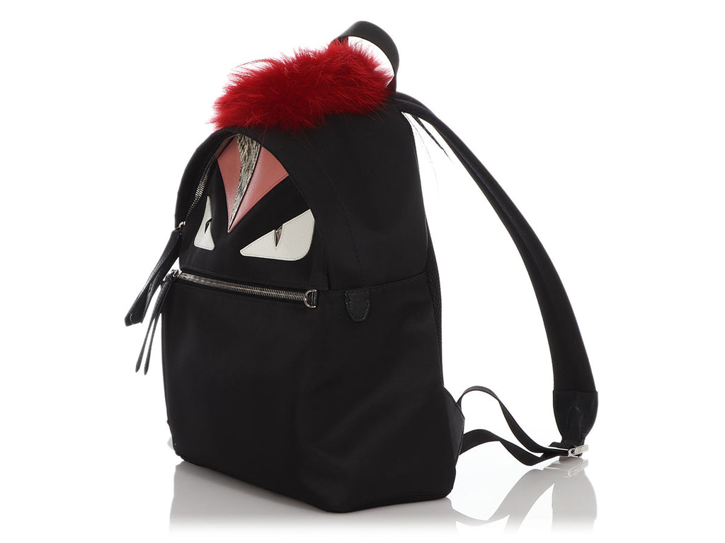 fendi mini monster plush backpack Fendi Medium Black Nylon Monster Backpack
