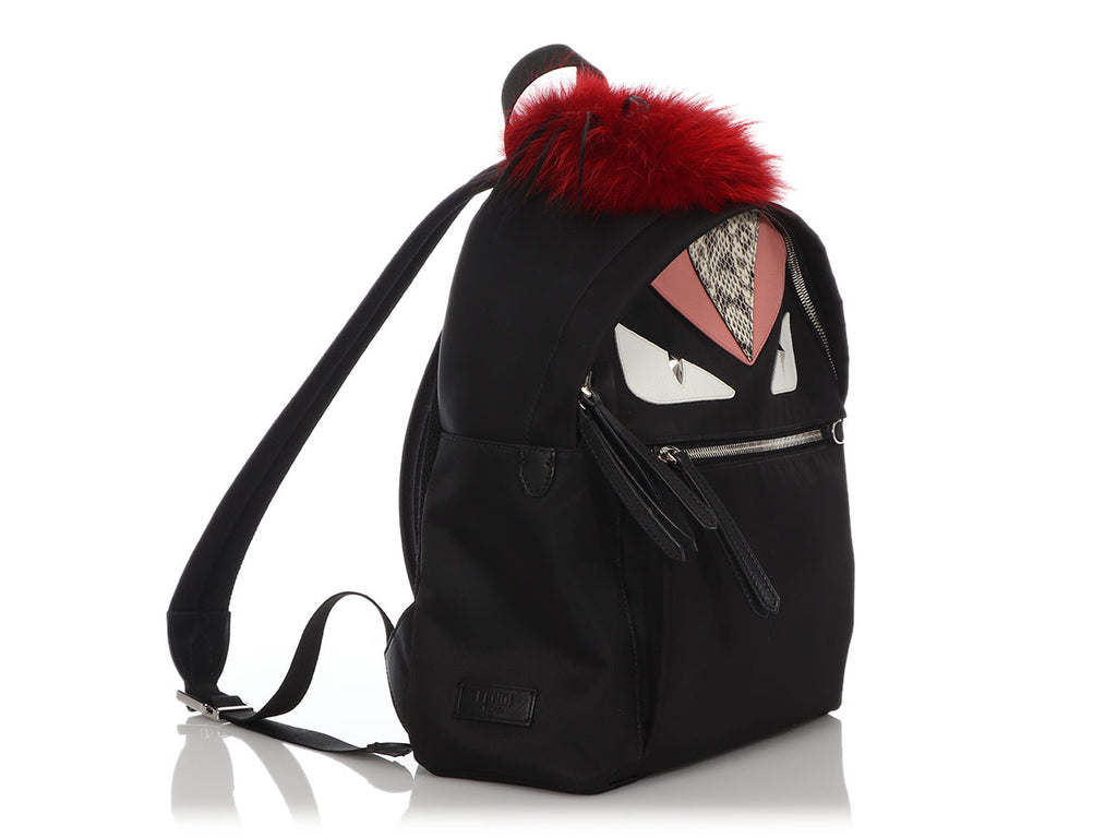 fendi backpack mini monster Fendi Medium Black Nylon Monster Backpack