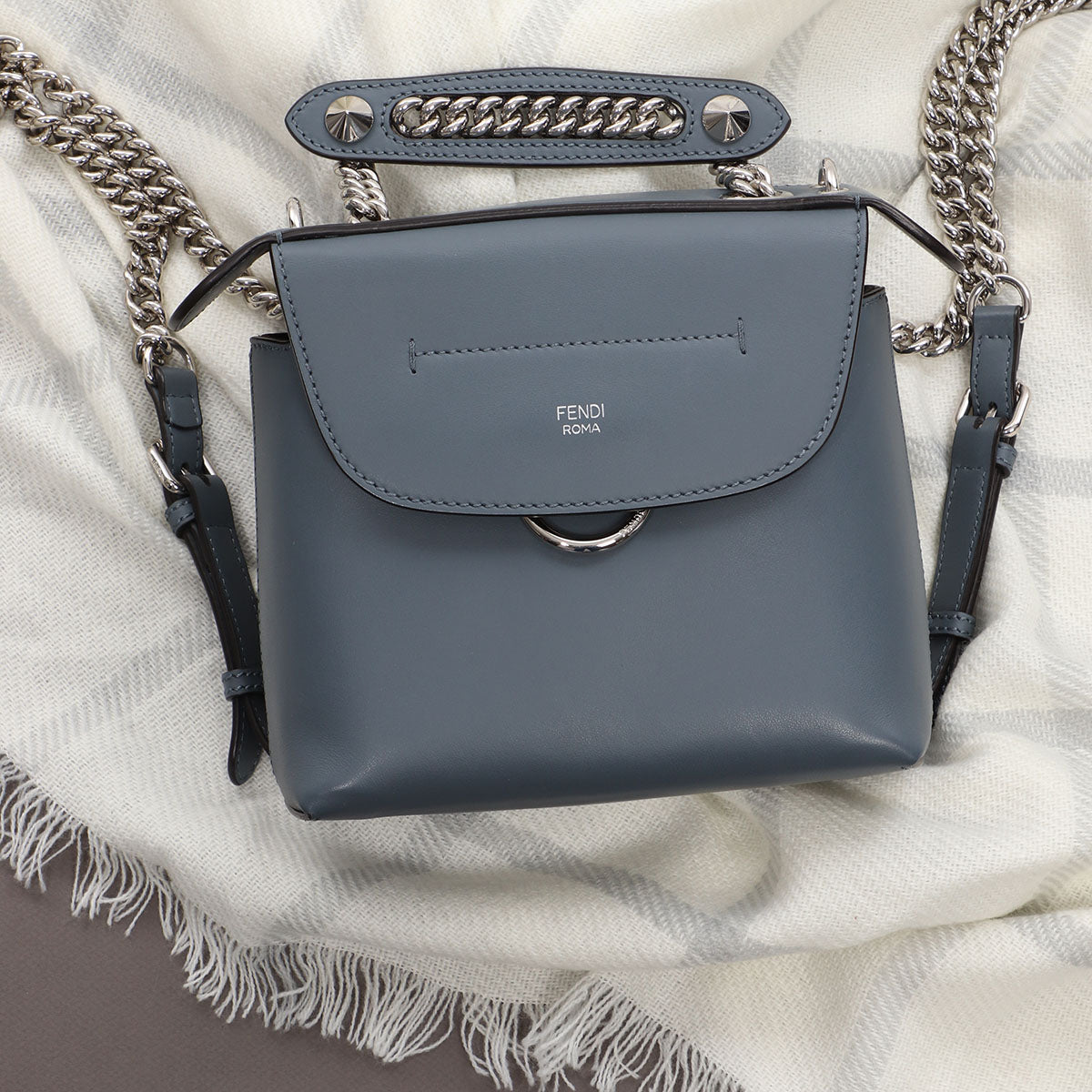 fendi mini backpack replica Fendi Mini Gray Calfskin Back To School Convertible Backpack