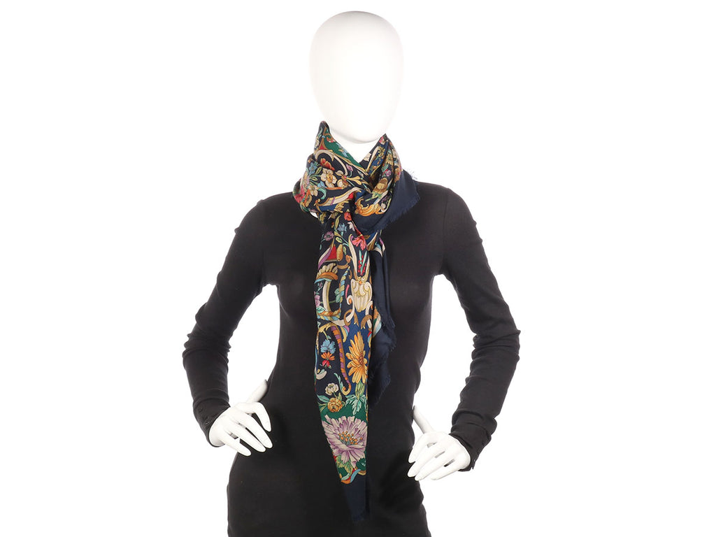 Gucci Wool Blend Floral Scarf