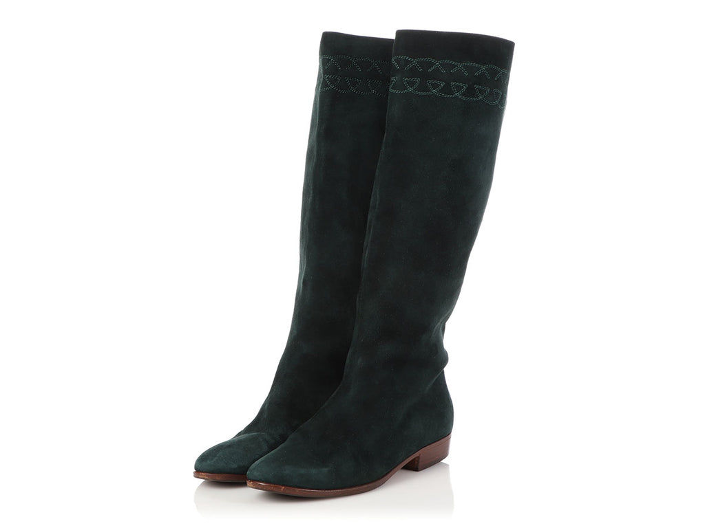 Gucci Green Suede High Boots