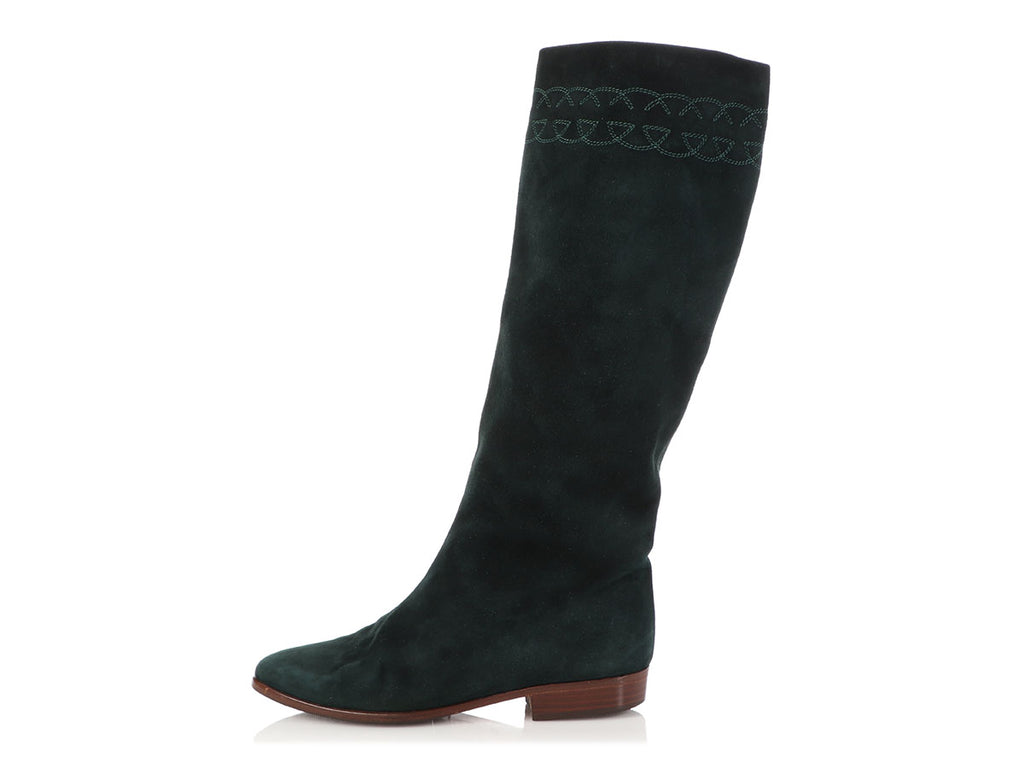 Gucci Green Suede High Boots
