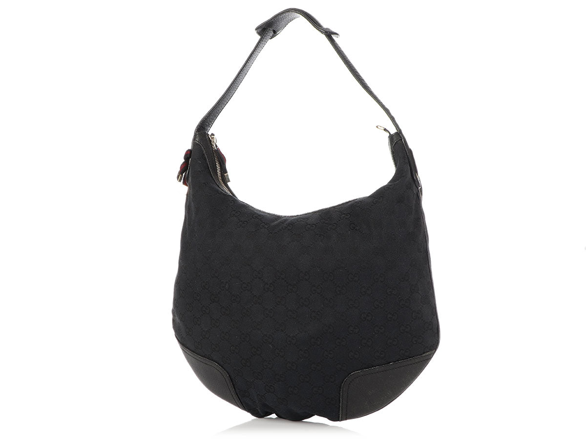 Gucci Black Leather And Fabric Vintage Hobo Gucci
