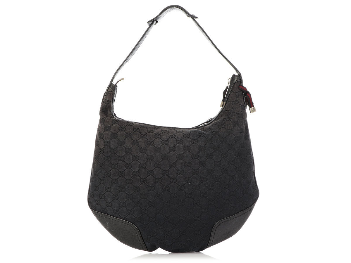 Gucci Black Leather And Fabric Vintage Hobo Gucci