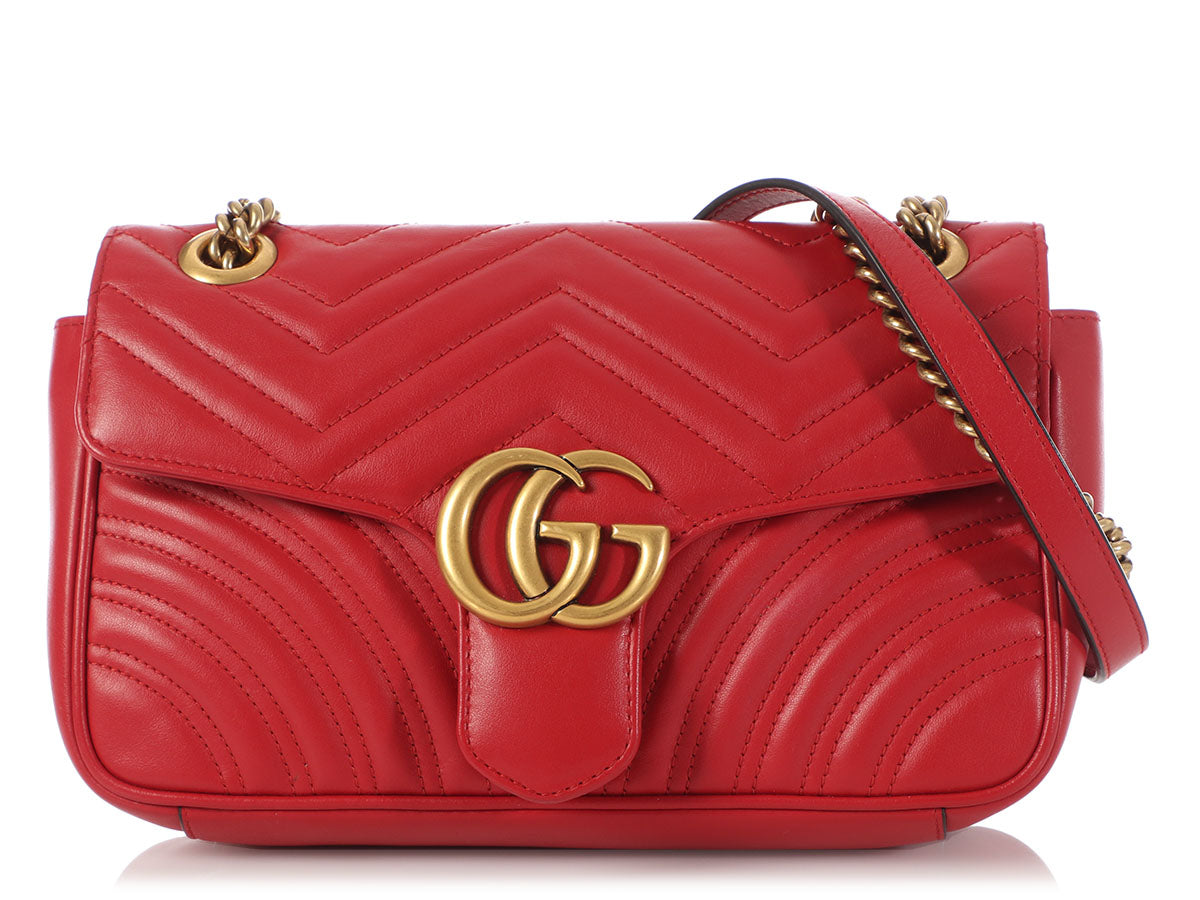 Gucci Small Red Matelassé GG Marmont Bag - Ann's Fabulous Closeouts