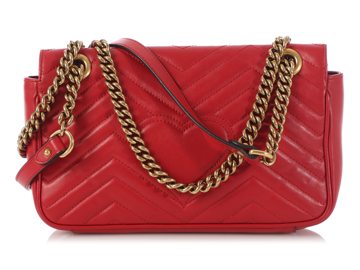 Gucci Small Red Matelassé GG Marmont Bag