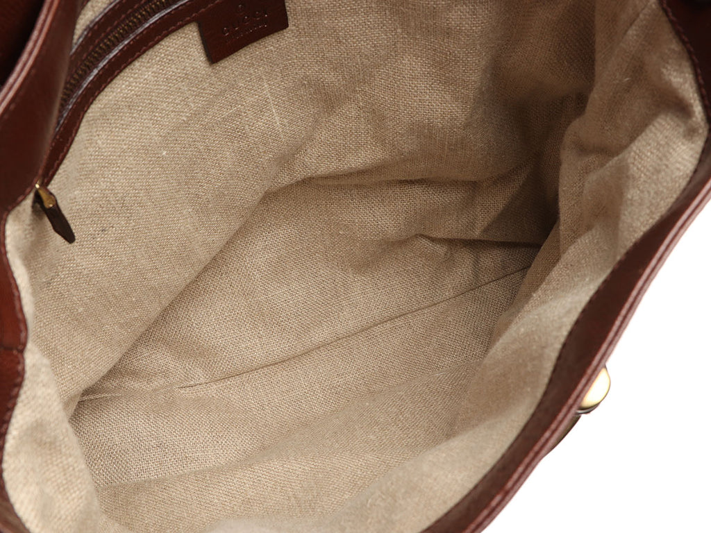 Gucci Brown Leather Studded Pelham Runway Shoulder Bag