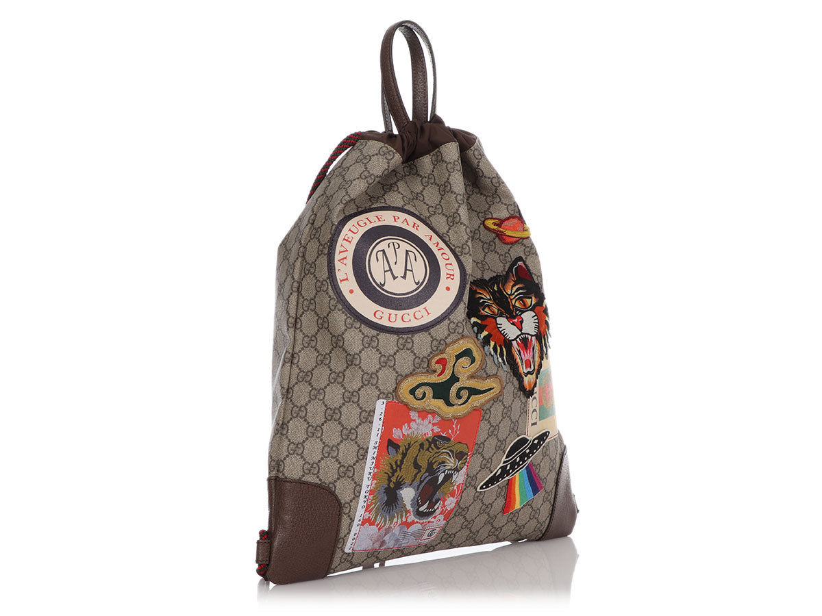 Gucci // Brown Courrier Soft GG Supreme Canvas Patch Messenger Bag