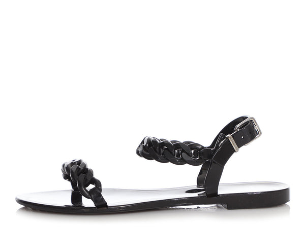 Givenchy Black Chain Jelly Flat Sandals