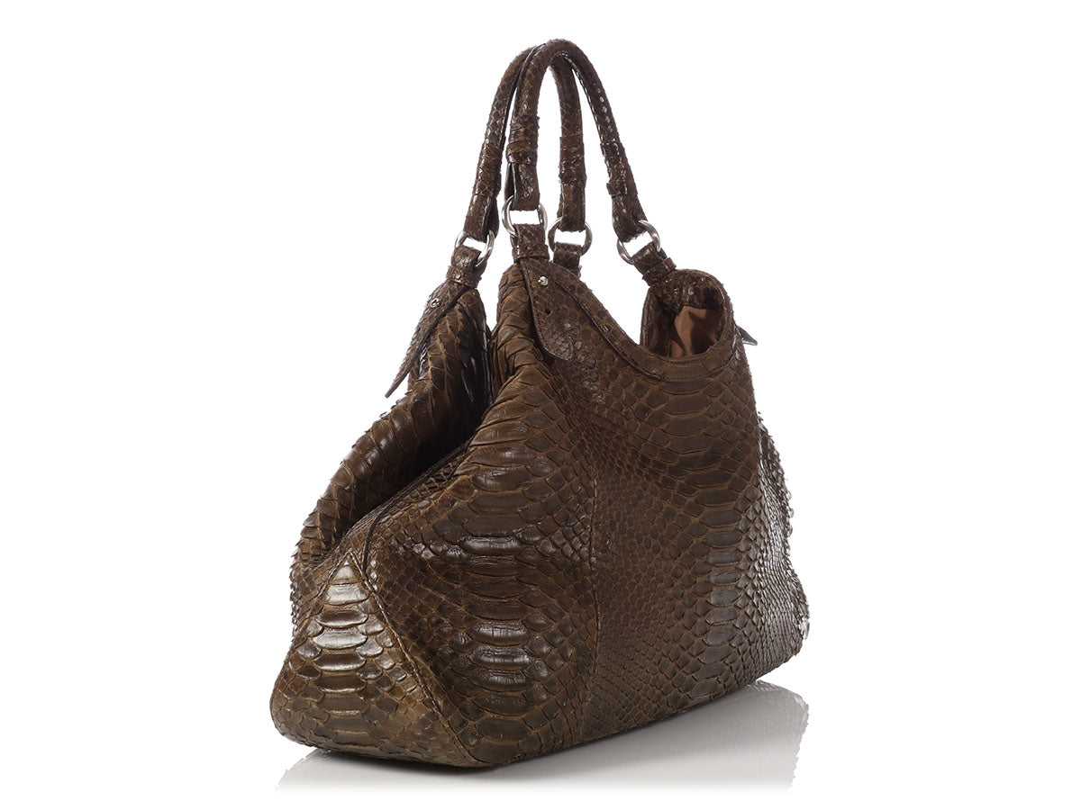 Genevieve Weave Large Triangle Tote in Medium Brown